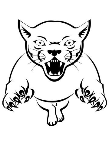 Panther Attacking Coloring Page